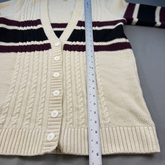 Brooks Brothers‎ Cardigan Wool Blend Women's Sweater Ivory Black Burgundy Size S - Picture 6 of 8